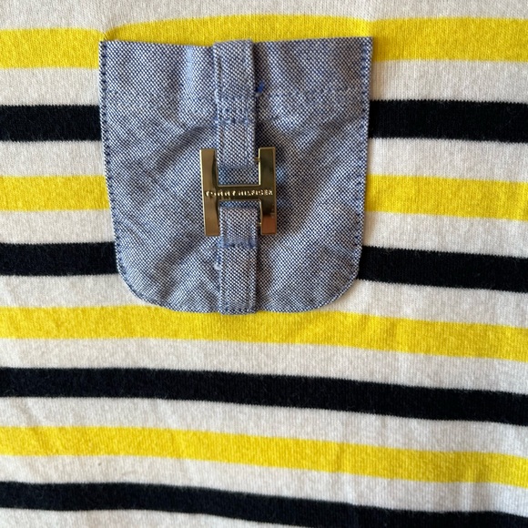 Tommy Hilfiger Sunflower & Blue Stripe Chambray Pocket T-Shirt Dress sz L - Picture 8 of 8